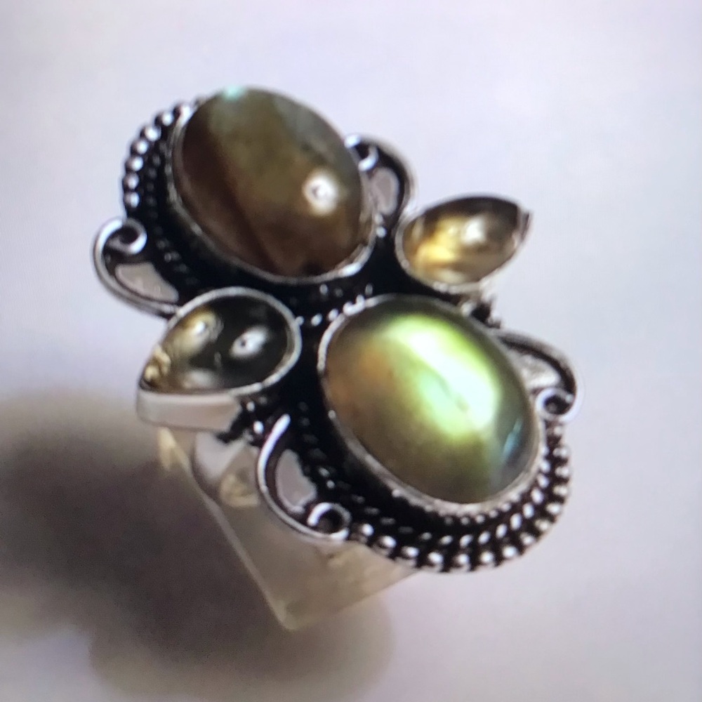 Labradorite Stamped 925 Sterling Silver Ring